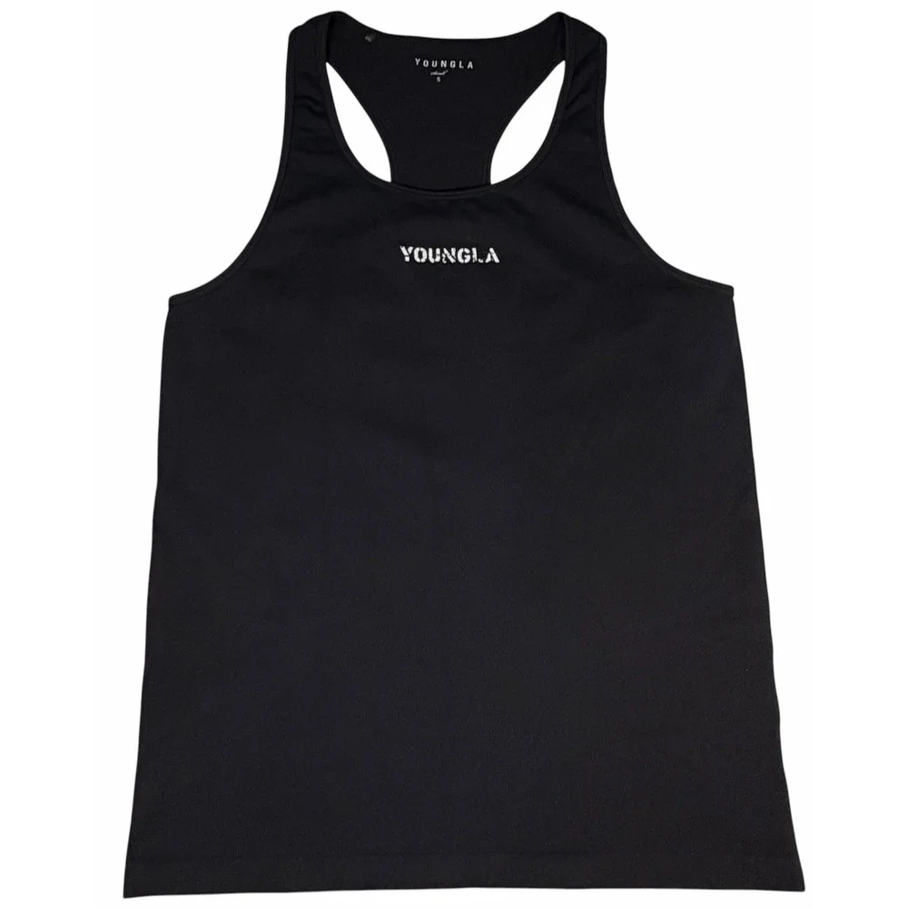 YoungLA Men's Black Razorback Compression Gym Workout Tank Size Small Model 302